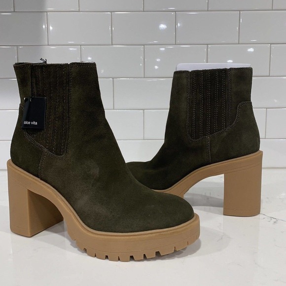 Dolce Vita | Boots Caster H2O Waterproof Suede Pull On Chunky Olive Green- 7.5 - Picture 8 of 8